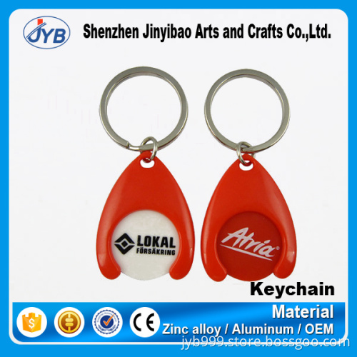 high quality cheap wholesale trolley token keyring custom plastic coin holder keychain